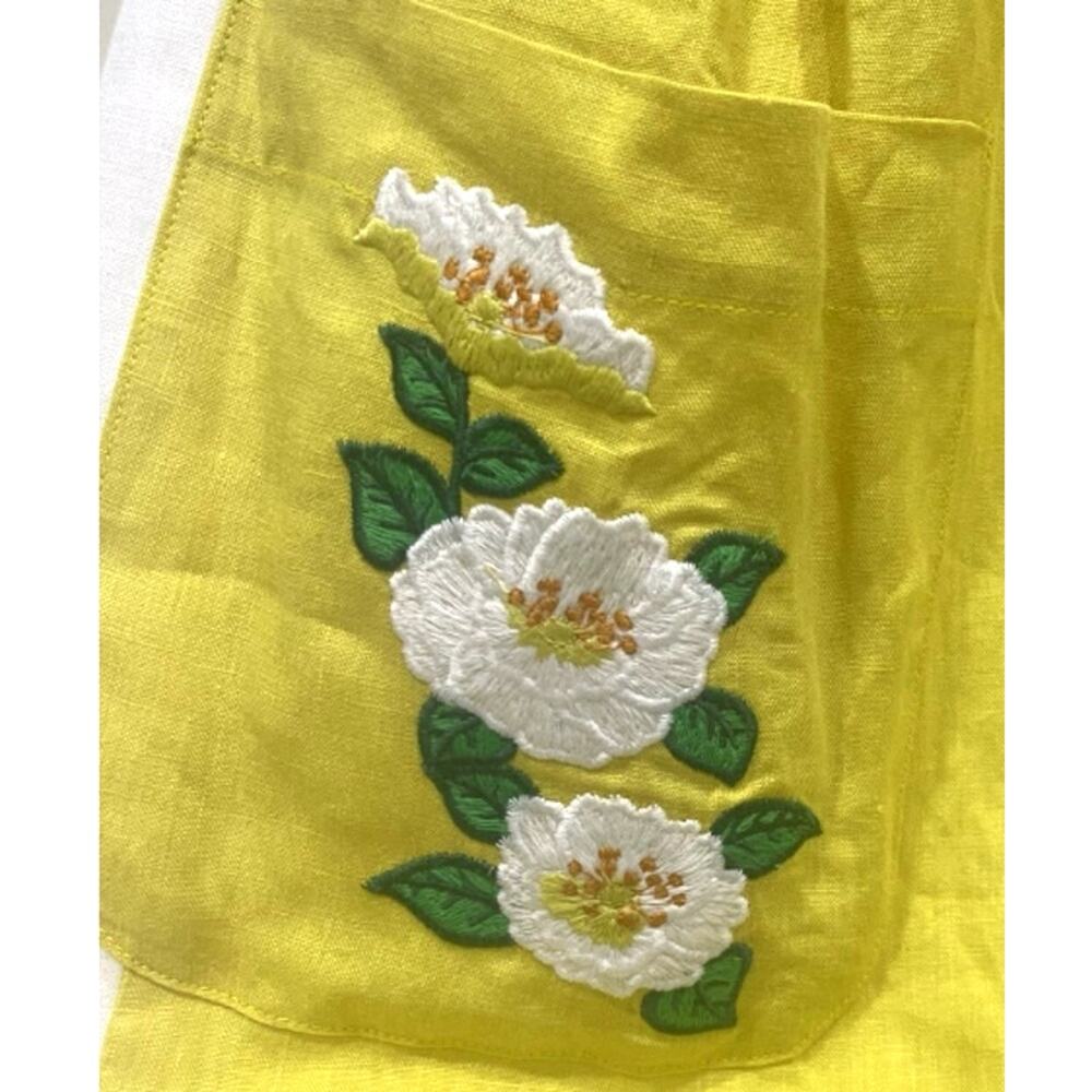 Fanm Mon Yamile Floral Embroidered Halter Linen Midi Dress | S, Yellow NWT $269 - Picture 8 of 8